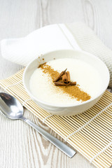 Semolina dessert with cinnamon.