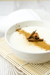 Semolina dessert with cinnamon.