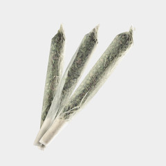 Set of 3 Pre-Rolled Marijuana Cigarettes - Joints- Isolated