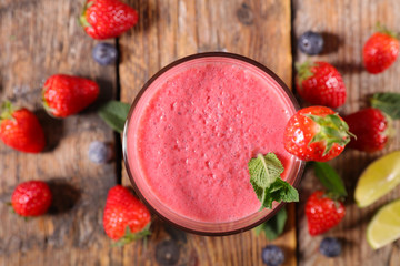 berry fruit smoothie or milkshake