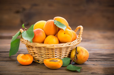 Fresh apricots in the basket