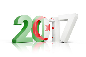 Algeria national flag against illustration of new year number