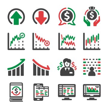 stock and investment icon set