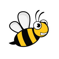 funny cartoon little bee with wings, stock vector illustration