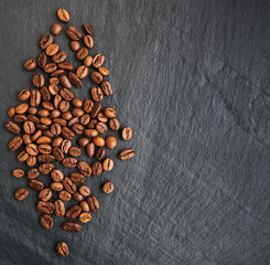 Coffee beans on a black background