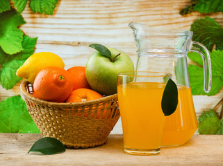 various fruits and juice