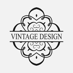Retro ornamental label logo. Vintage luxury logotype for design of labels