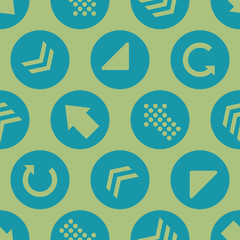 Vector Green Teal Arrow Circles Seamless Pattern Background