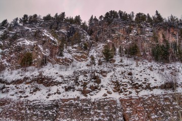 Grand Portage Indian Reservation during Winter on the Shores of Lake Superior in Minnesota on the Canadian Border