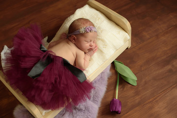 newborn sleeping baby with flowers, close-up, lifestyle, the concept of purity and innocence