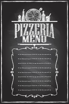 Pizzeria menu chalkboard menu list