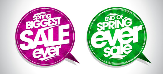 Spring biggest sale ever and end of spring ever sale speech bubbles