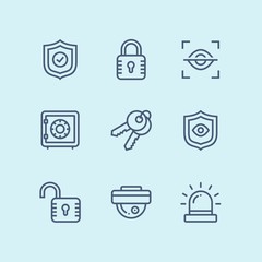 Outline Security and protection simple vector icons for web and mobile design pack 1