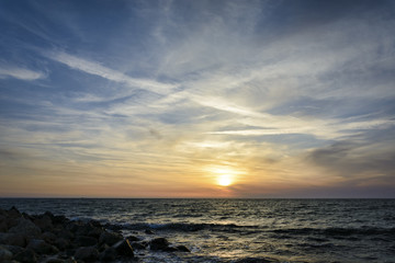 Obraz premium Sunset over the black sea, dramatic and vibrant sky..