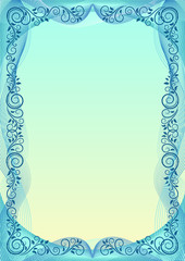 Floral frame and background with overlaying wavy lines. Template for certificate, diploma, label, banner. Layers and a clipping mask used. A4, A3 page proportions.