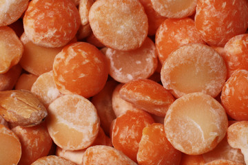 Whole and chopped dry peas for cooking of soup. Dried peas.