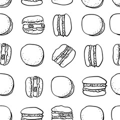 Macarons vector stylish seamless pattern. 