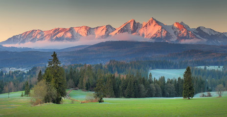 Panoramic view of Tatra mounains - obrazy, fototapety, plakaty