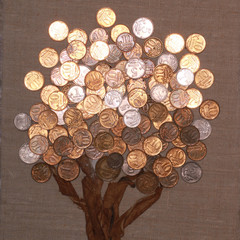 Monetary tree. Rubles and copecks.