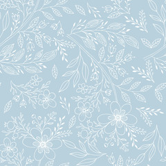 Hand drawn floral seamless pattern. Vintage background.