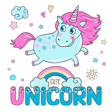 Lovely seamless pattern with cute unicorns
