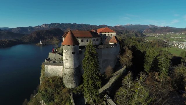 Aerial view of Bled castle