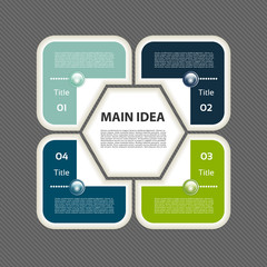 Infographic element. Chart, graph, diagram with 4 steps, options, parts, processes, phase. Vector business template for presentation and training.