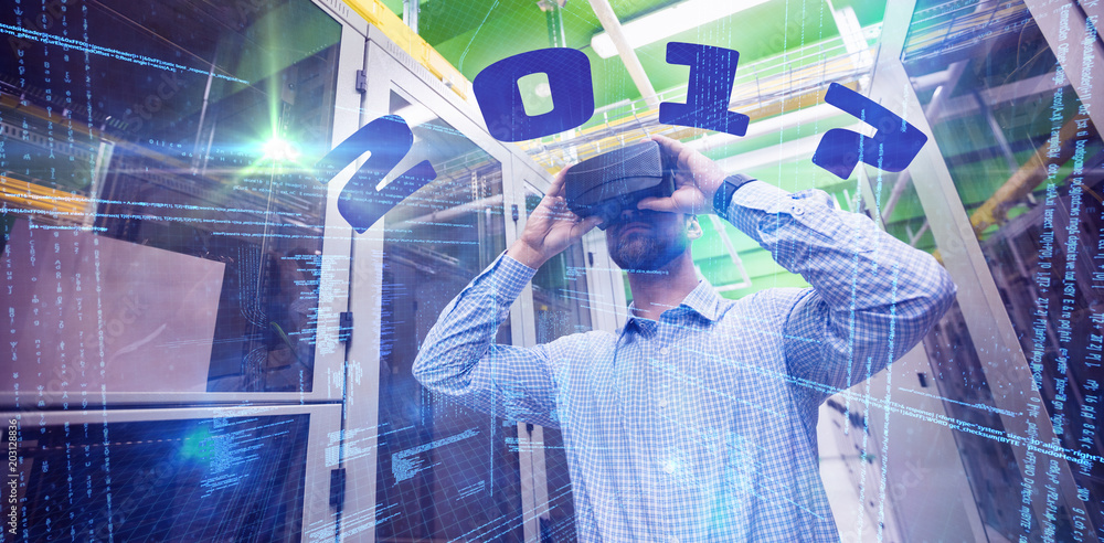 Poster digital image of new year 2017 against illustration of virtual data
