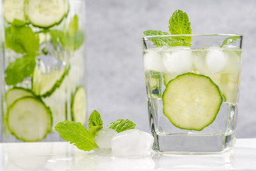 Healthy and diet cucumber and mint refreshing beverage
