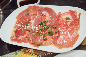 marinated pork slices