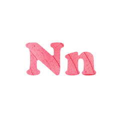 Leaf alphabet textured letter in a 3D illustration on a white background