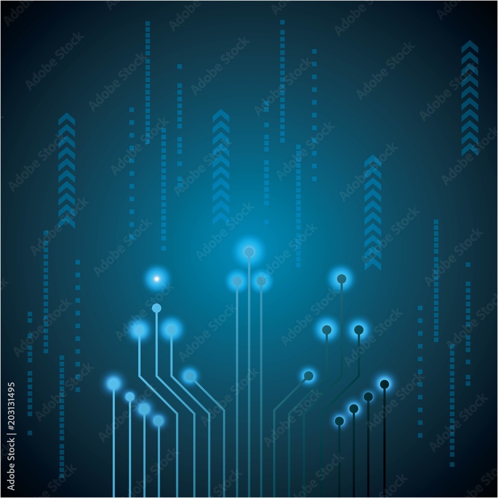Poster cyber security digital high circuit binary numbers degrade bakgorund vector illustration