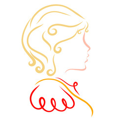 Beautiful girl with golden hair, profile