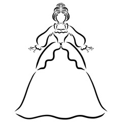 Lady in ball dress with festive hairstyle