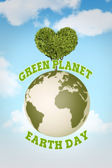 earth day graphic against blue sky