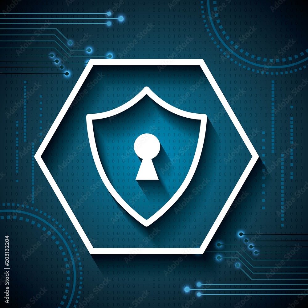 Poster cyber security digital padlocks locked binary numbers degrade blue background vector illustration