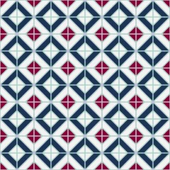Tapeten Simple floor tile pattern, abstract geometric seamless background. Portuguese ceramic tiles vector illustration. © Slanapotam