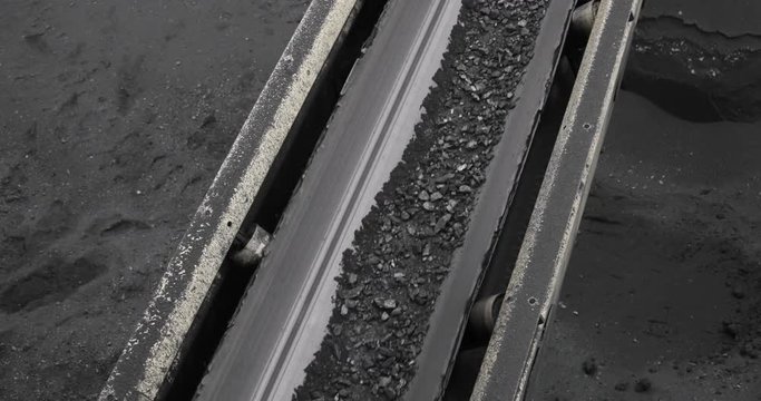 Conveyor belt coal. Machine for loading coal. mining in coal mine
