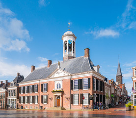Fototapeta na wymiar Town hall of Dokkum in Friesland, Netherlands