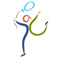 Obraz premium Cheerful man running with blue balloon