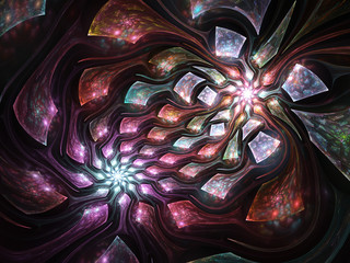 Orange and purple fractal spirals, digital artwork for creative graphic design