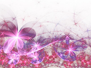 Fototapeta premium Soft pink fractal flowers, digital artwork for creative graphic design