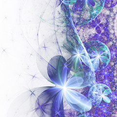 Soft blue fractal flowers, digital artwork for creative graphic design