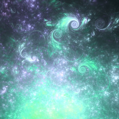 Dark fractal sky with swirly clouds, digital artwork for creative graphic design - 203134605