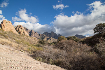 Desert Mountain Hillside and Clouds