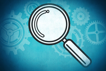 magnifying glass against blue background