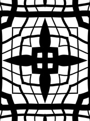 Decorative geometric pattern with a cross and lines in a black and white colors