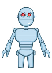 A isolated metallic vintage robot in idle position. Vector illustration