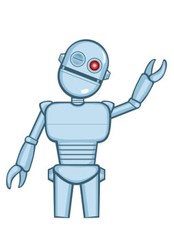 A isolated metallic robot saying hello. Vector illustrator
