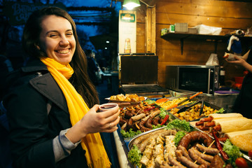 woman buying street food at street food festival